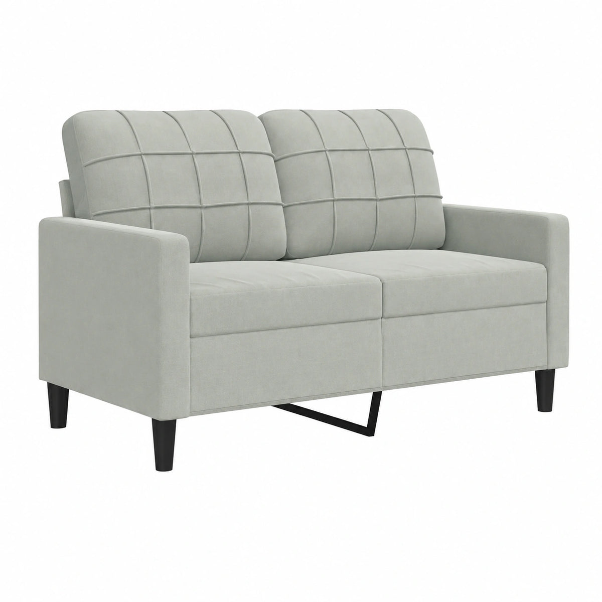 Sofá de Terciopelo 2 Plazas Gris Claro 120 cm para Salón