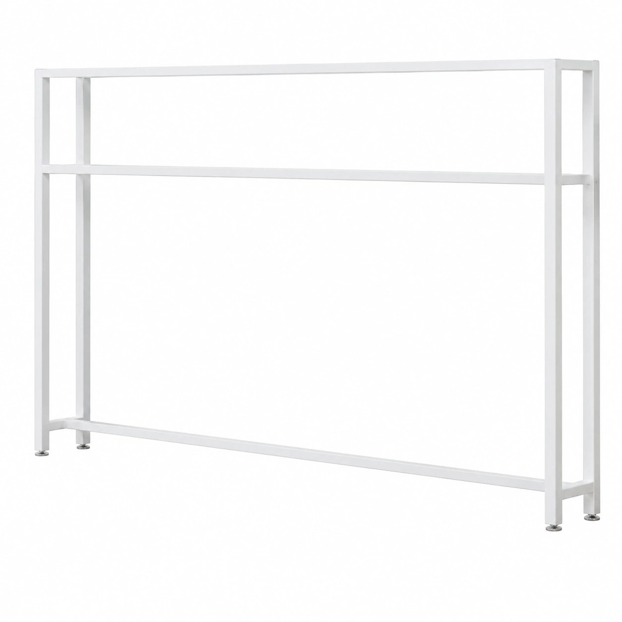 Mesa Consola Auxiliar de 2 Niveles con Patas Ajustables, Metal para Entrada, 100 cm, Blanco
