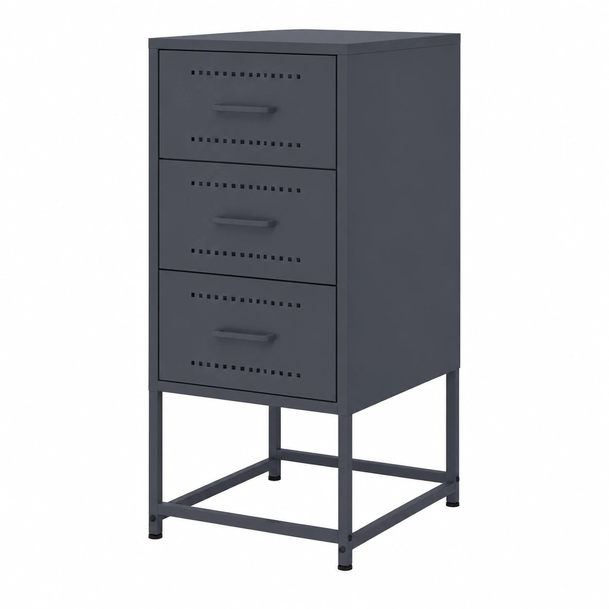 Conjunto de 2 Mesitas de Noche de Acero Gris Antracita 36x39x78 cm para Dormitorio