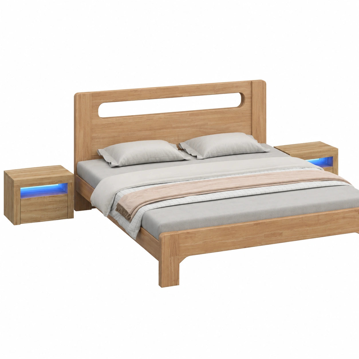Mesitas de Noche LAPOOH, Set de 2, Roble Sonoma, 60x35x40 cm, Muebles para Dormitorio