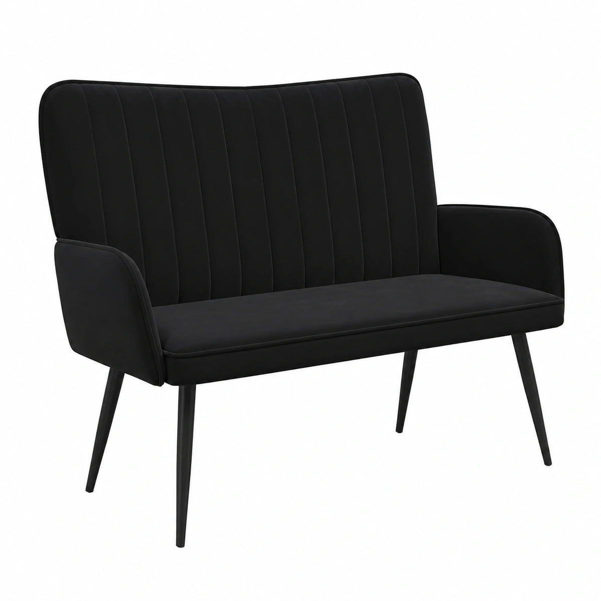 Sofá de Terciopelo Negro de Dos Plazas, Elegante y Cómodo 115 x 61 x 87 cm