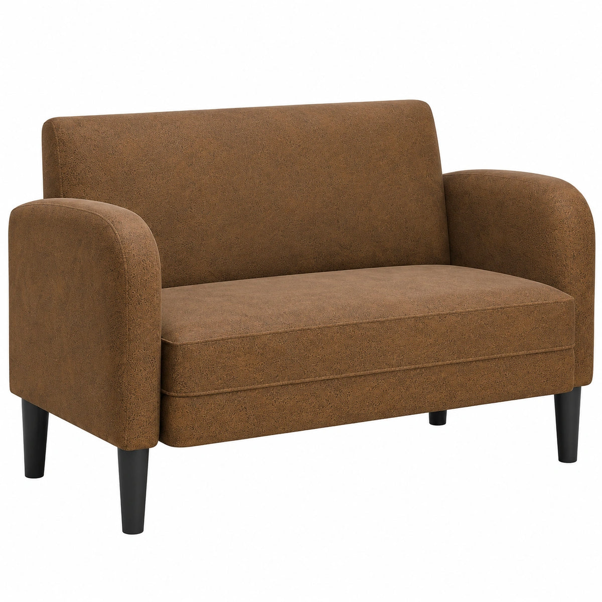 Sofá Loveseat de Cuero Sintético Marrón de 110 cm para Sala de Estar