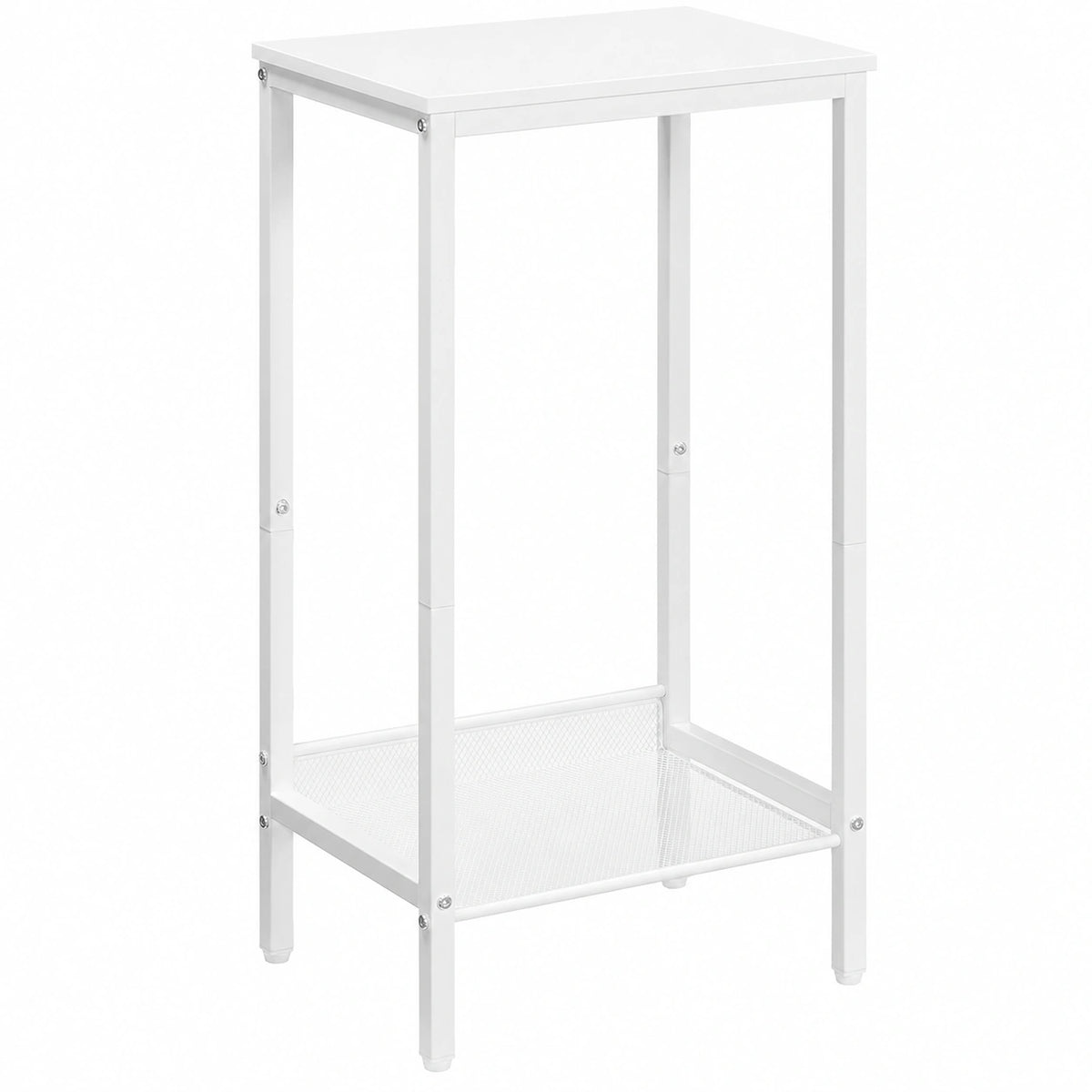 Mesa Auxiliar Industrial con Estante Ajustable, para Salas y Oficinas, Blanca