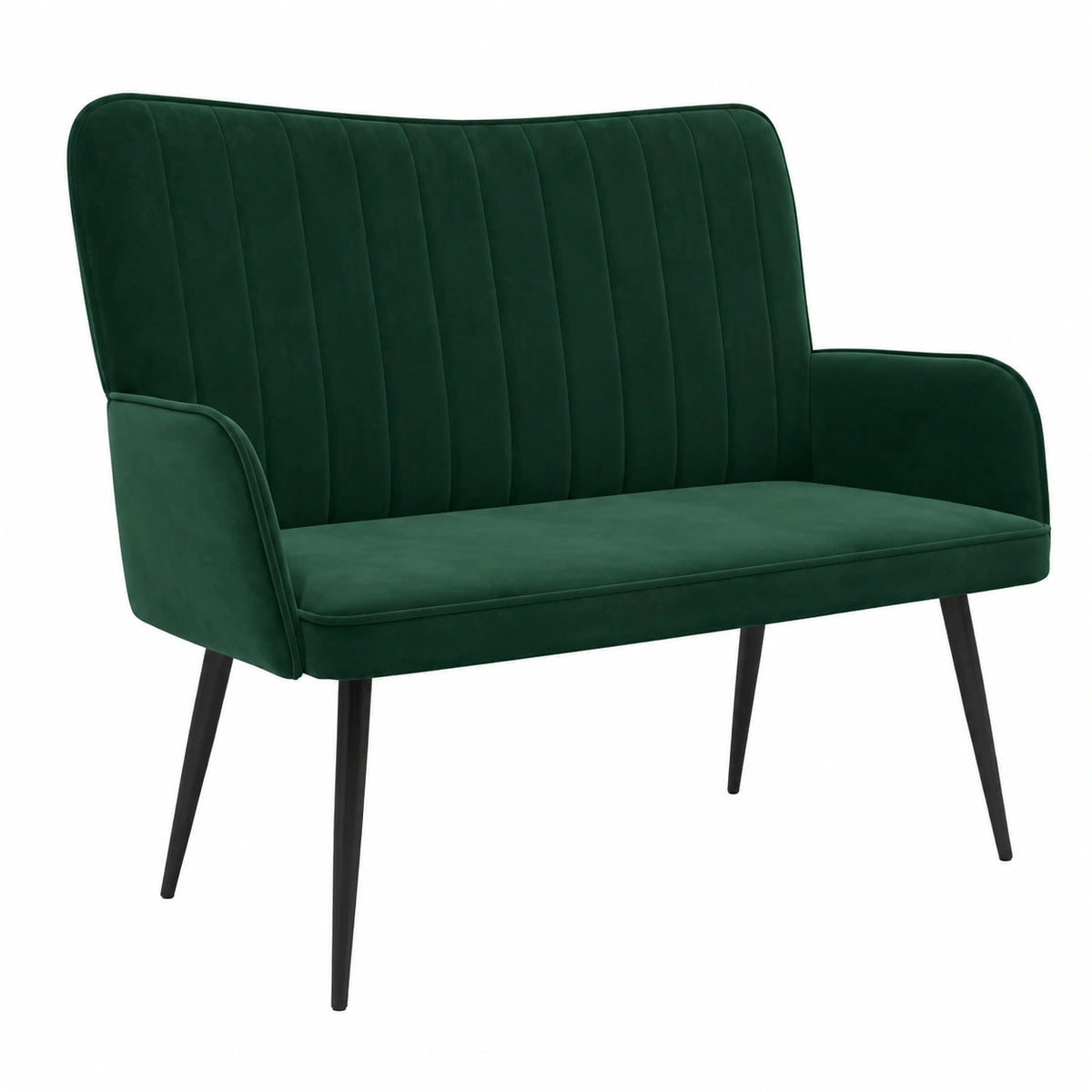 Sofá de Terciopelo Verde Oscuro de 2 Plazas, Elegante y Cómodo, Diseño Moderno 115x61x87 cm