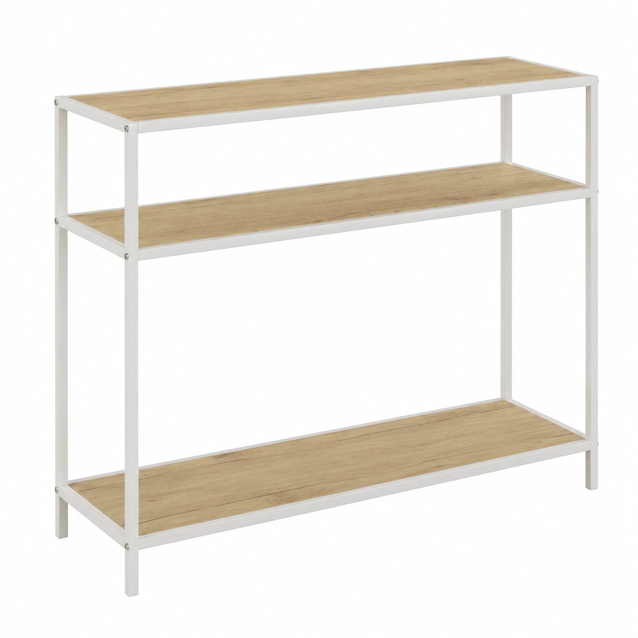 Mesa Consola Versa Berlin para Entrada, Estilo Moderno, 80x30x100 cm, Madera y Metal, Marrón y Blanco