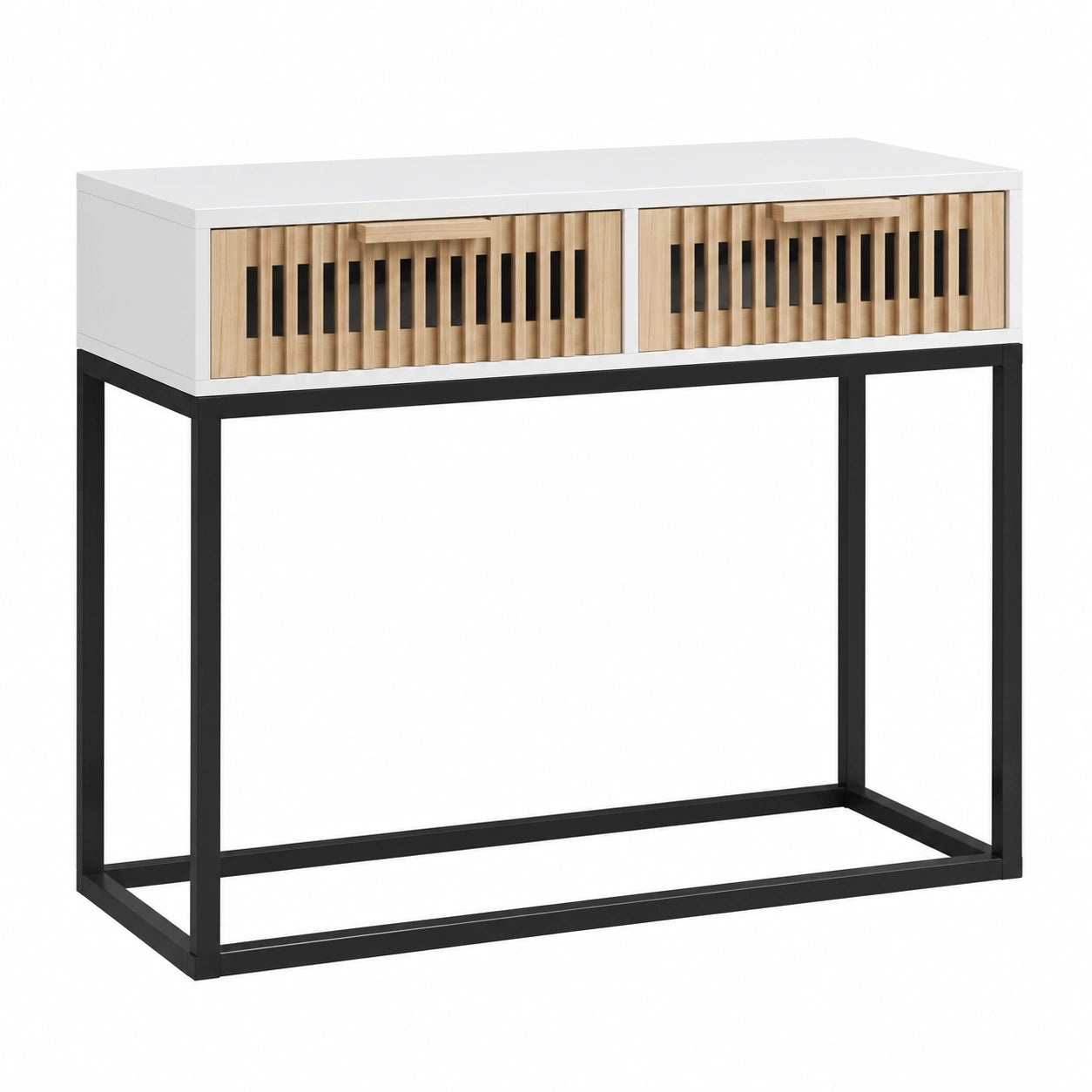 Mesa Consola de Estilo Industrial en Madera y Metal para Entrada 80x30x75 cm
