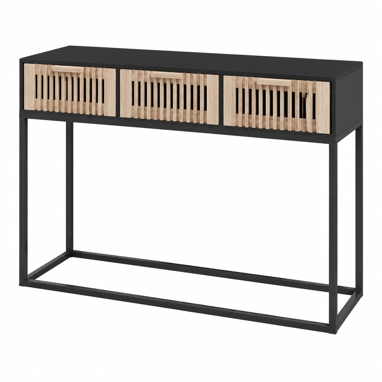 Mesa Consola de Madera y Hierro para Recibidor, Color Negro, 105x30x75 cm