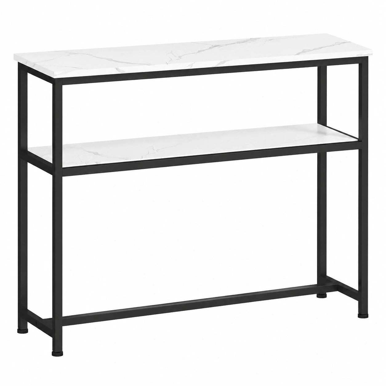 Mesa Consola Moderna 100 cm con Efecto Mármol y Estante de Metal para Recibidor