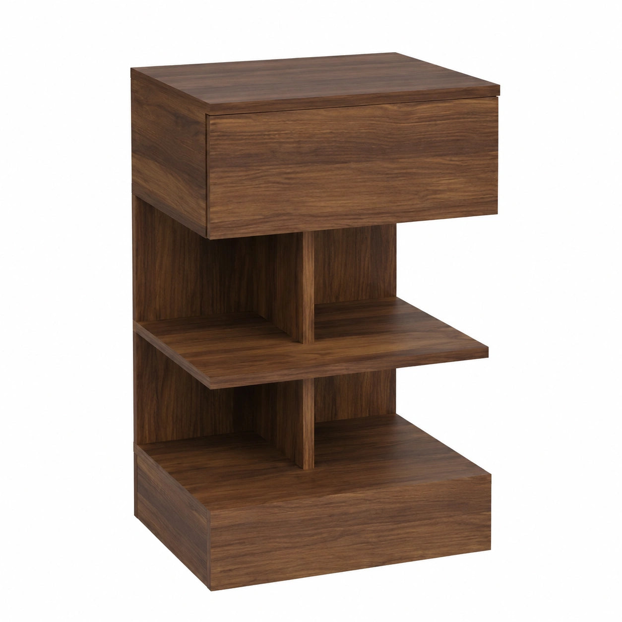 Mesita de noche de madera de roble marrón 40x35x65 cm para dormitorio