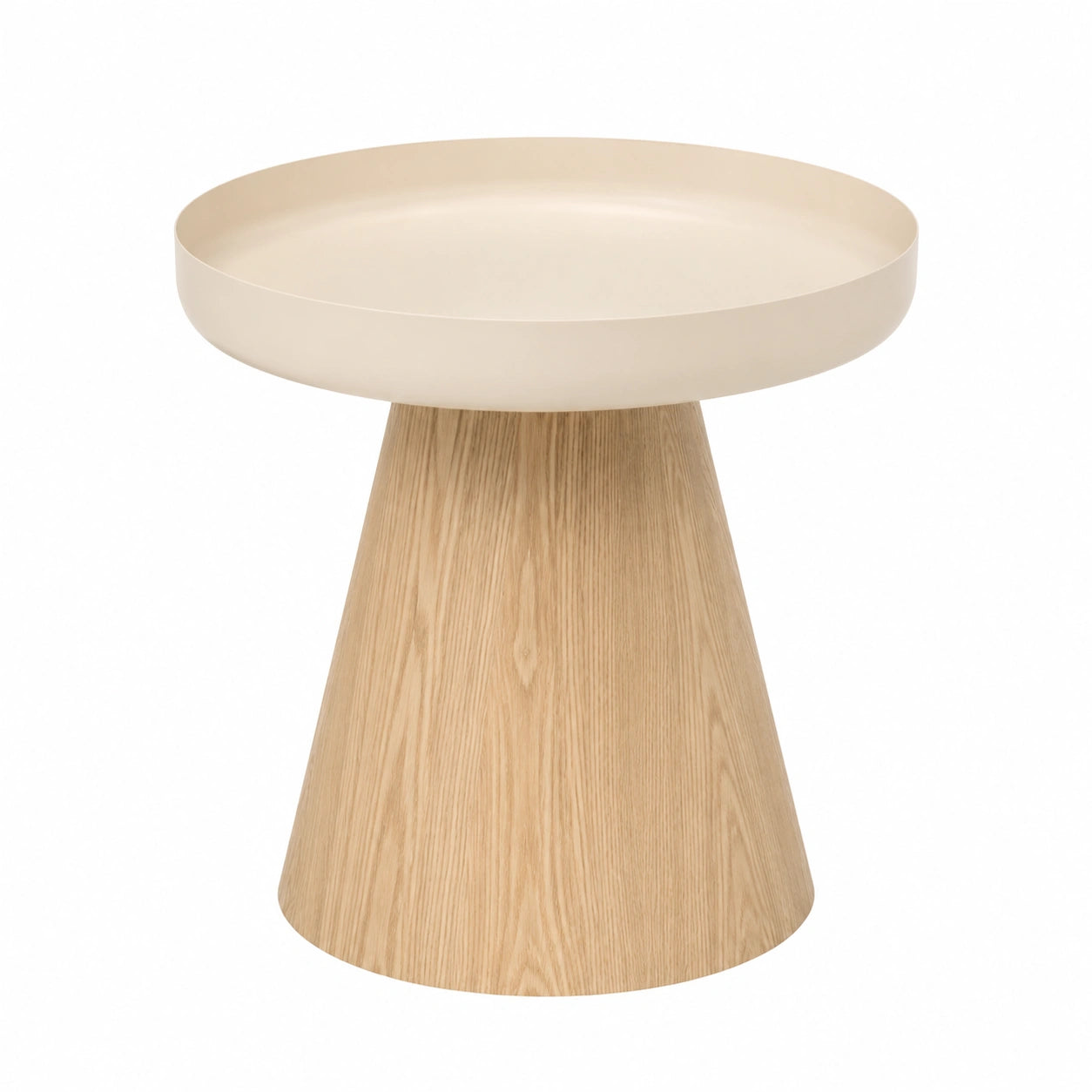 Mesa Auxiliar Redonda Hercyna de Acero y Madera, 40 cm x 42 cm, Ideal para Salón o Dormitorio