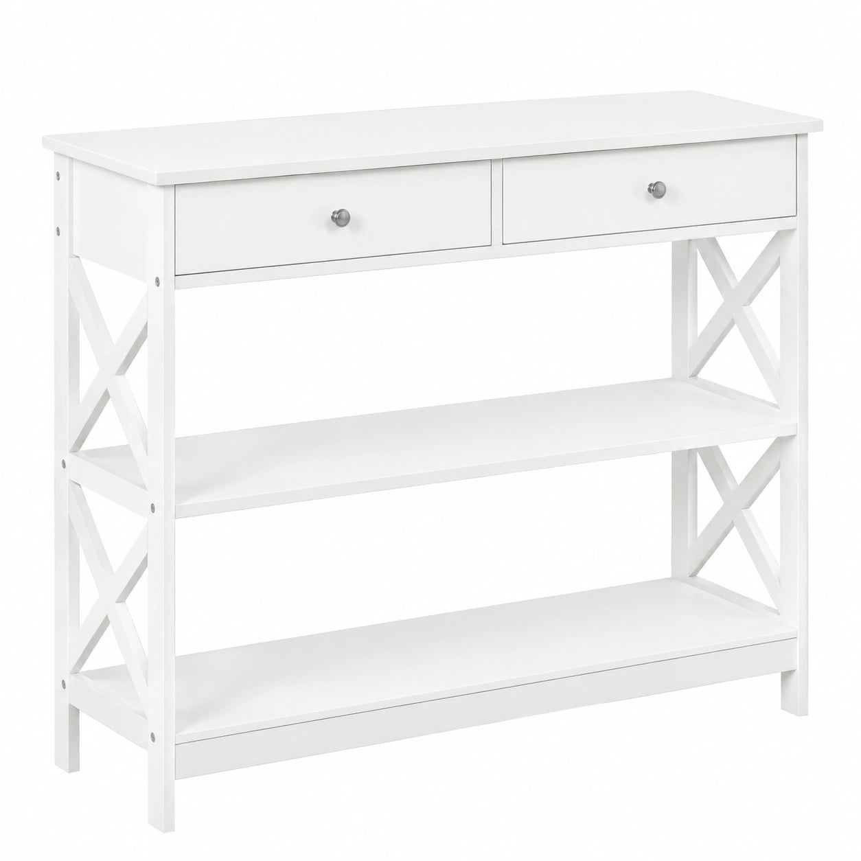 Mesa de Entrada Moderna con Cajones y Estantes, Blanca