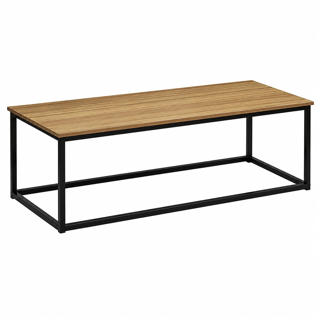 Mesa de Centro Industrial de Roble y Metal 90x48x40 cm para Salón