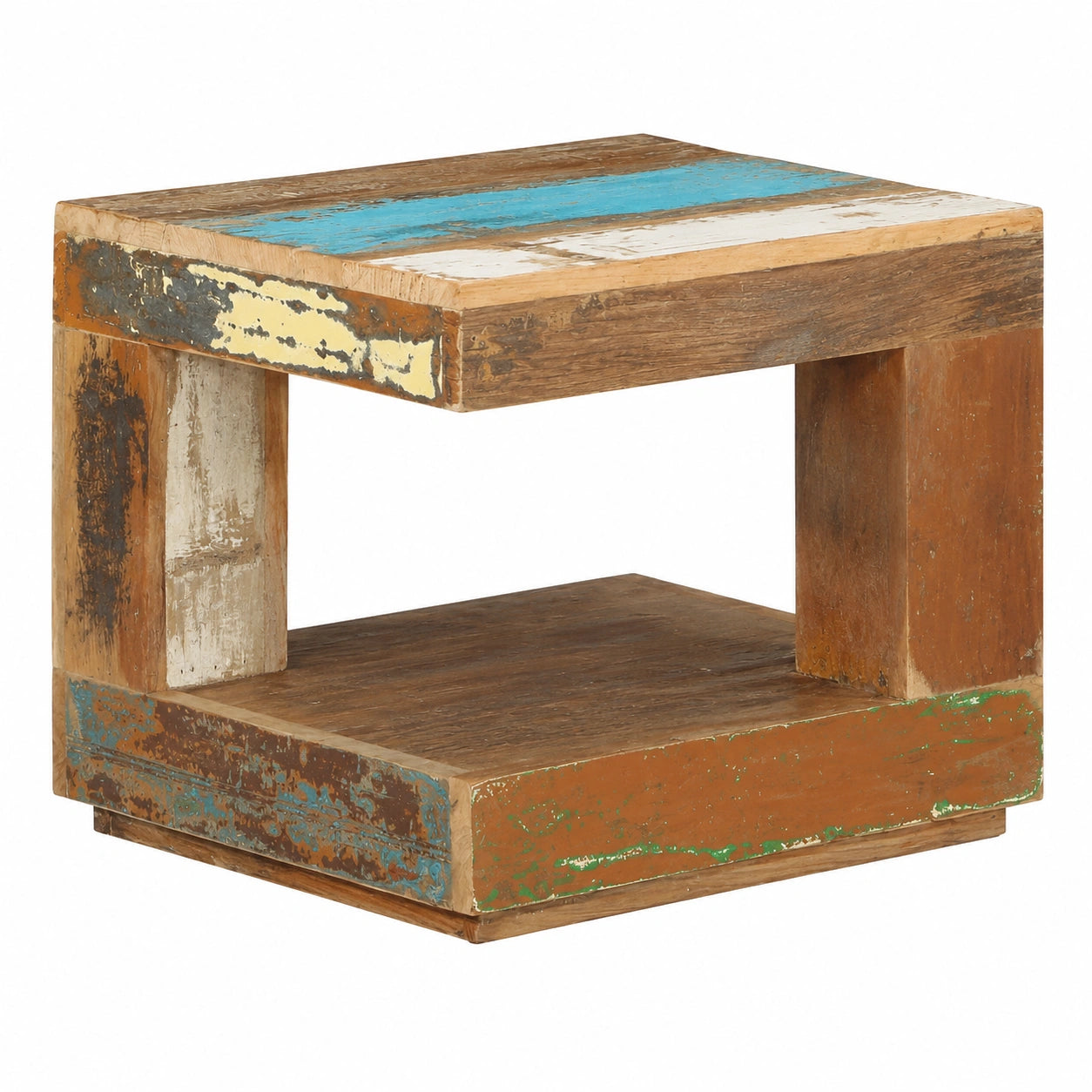 Mesa de Centro de Madera Reciclada para Sala de Estar 45x45x40 cm