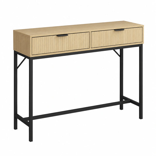 Mesa Consola de Roble Lennox con 2 Cajones, 100 x 75 cm, Ideal para Almacenar Revistas y Mandos
