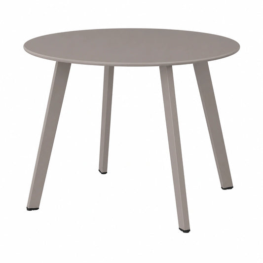 Mesa Auxiliar Redonda Marzia de Monty, Taupe, Ø50x45 cm, Acero Anticorrosión, Interior y Exterior, Capacidad 30 kg, Montaje Necesario