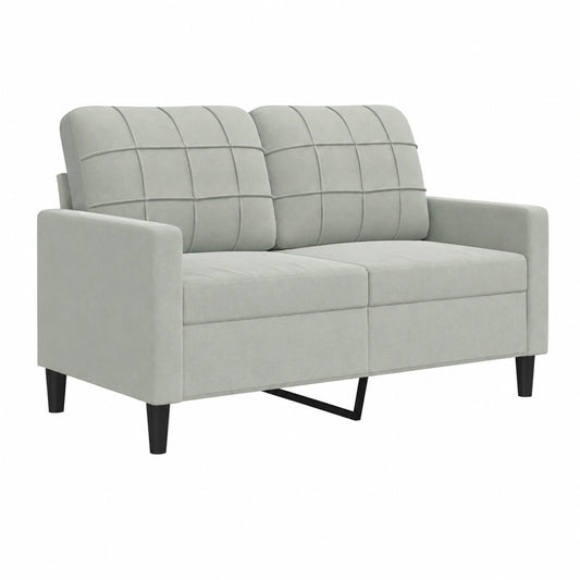 Sofá de Terciopelo 2 Plazas Gris Claro 120 cm para Salón