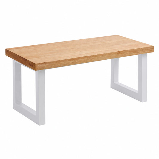 Mesa de Centro Elevable Industrial de Roble Nordish y Metal Blanco, 120x60x47,5 cm