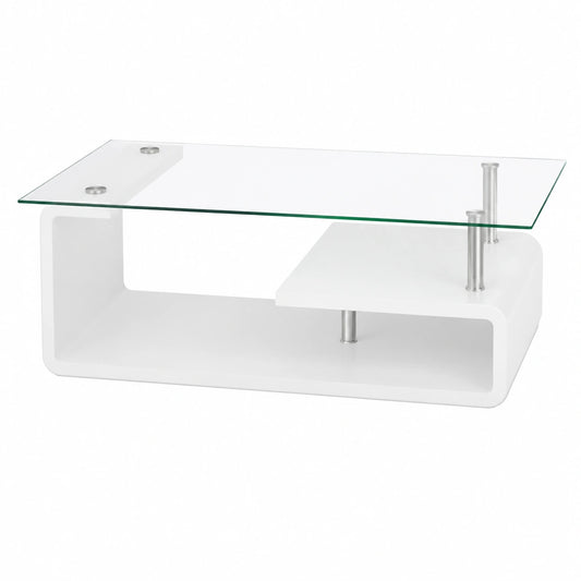 Mesa de Centro de Cristal Sara Blanca 120x65x42 cm