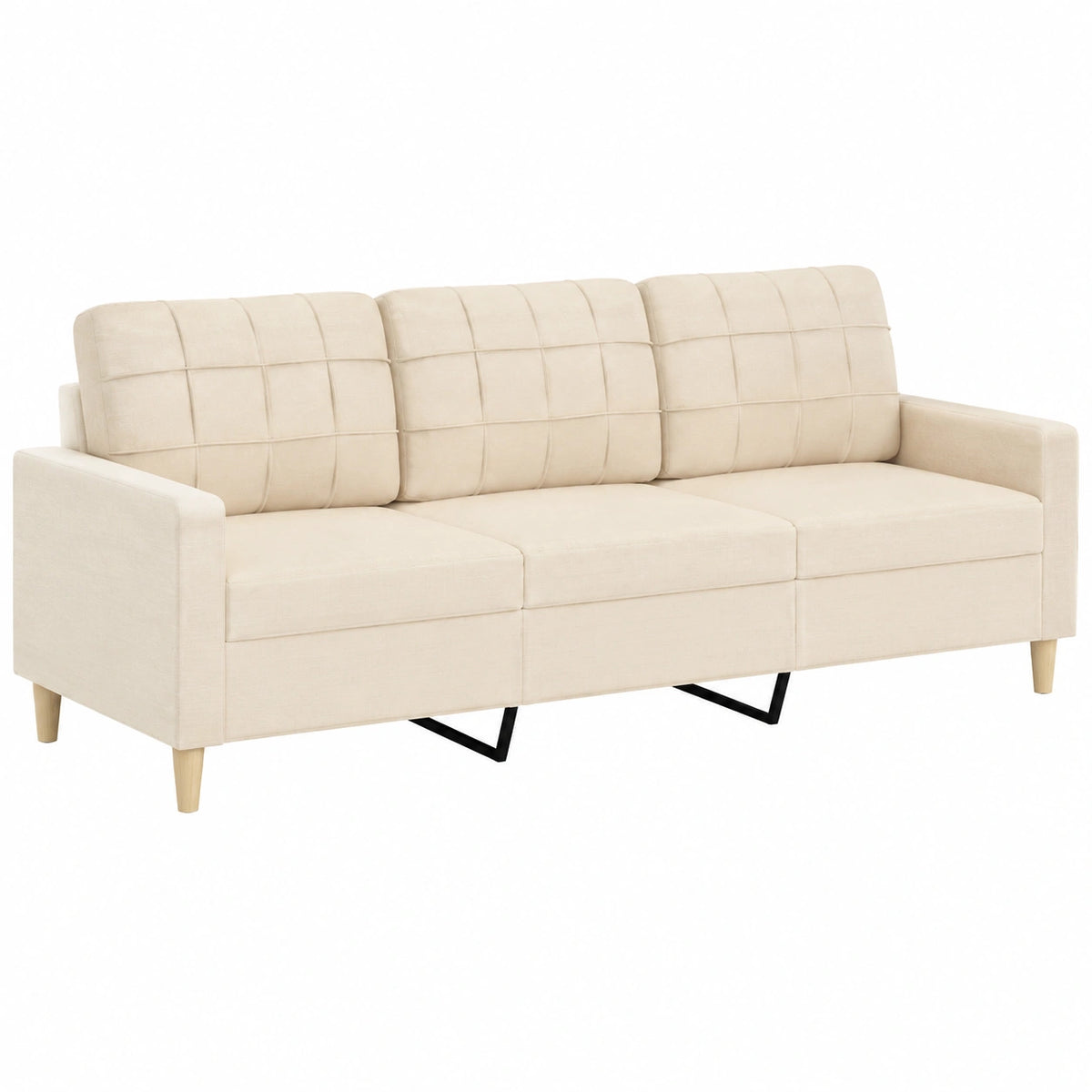 Sofá de Tela Crema para 3 Personas 180 cm de vidaXL
