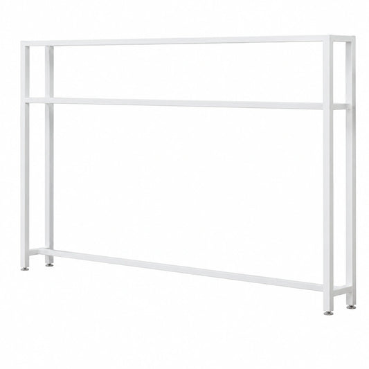 Mesa Consola Auxiliar de 2 Niveles con Patas Ajustables, Metal para Entrada, 100 cm, Blanco