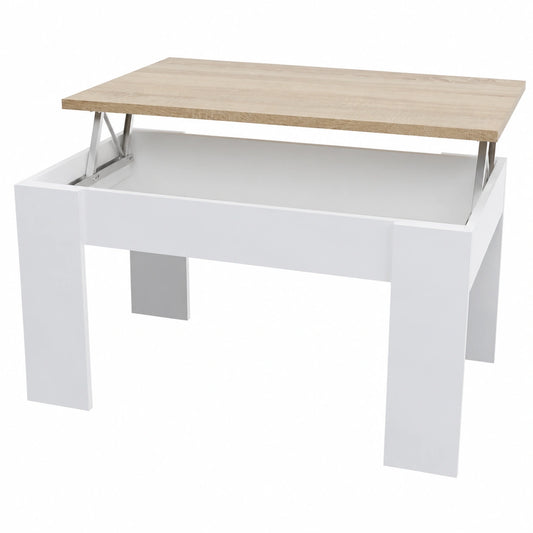 Mesa de Centro Elevable Blanca con Tapa Cambria, 90x50x46-57 cm
