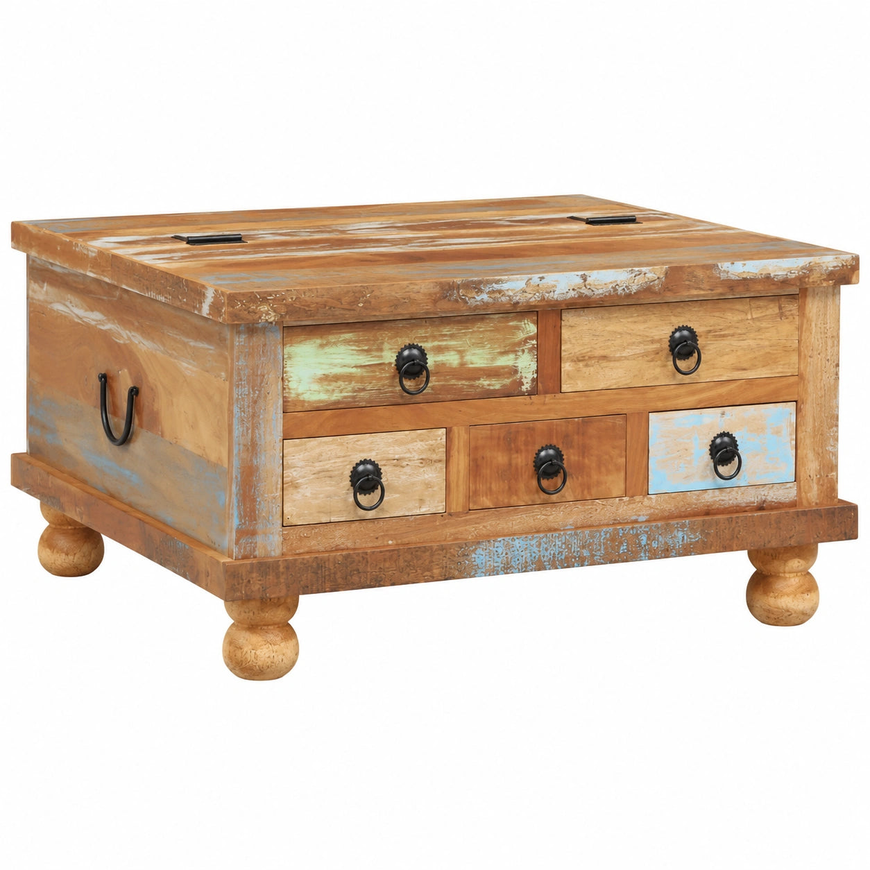 Mesa de Centro de Madera Reciclada 70x70x38 cm