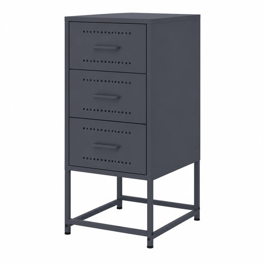 Conjunto de 2 Mesitas de Noche de Acero Gris Antracita 36x39x78 cm para Dormitorio