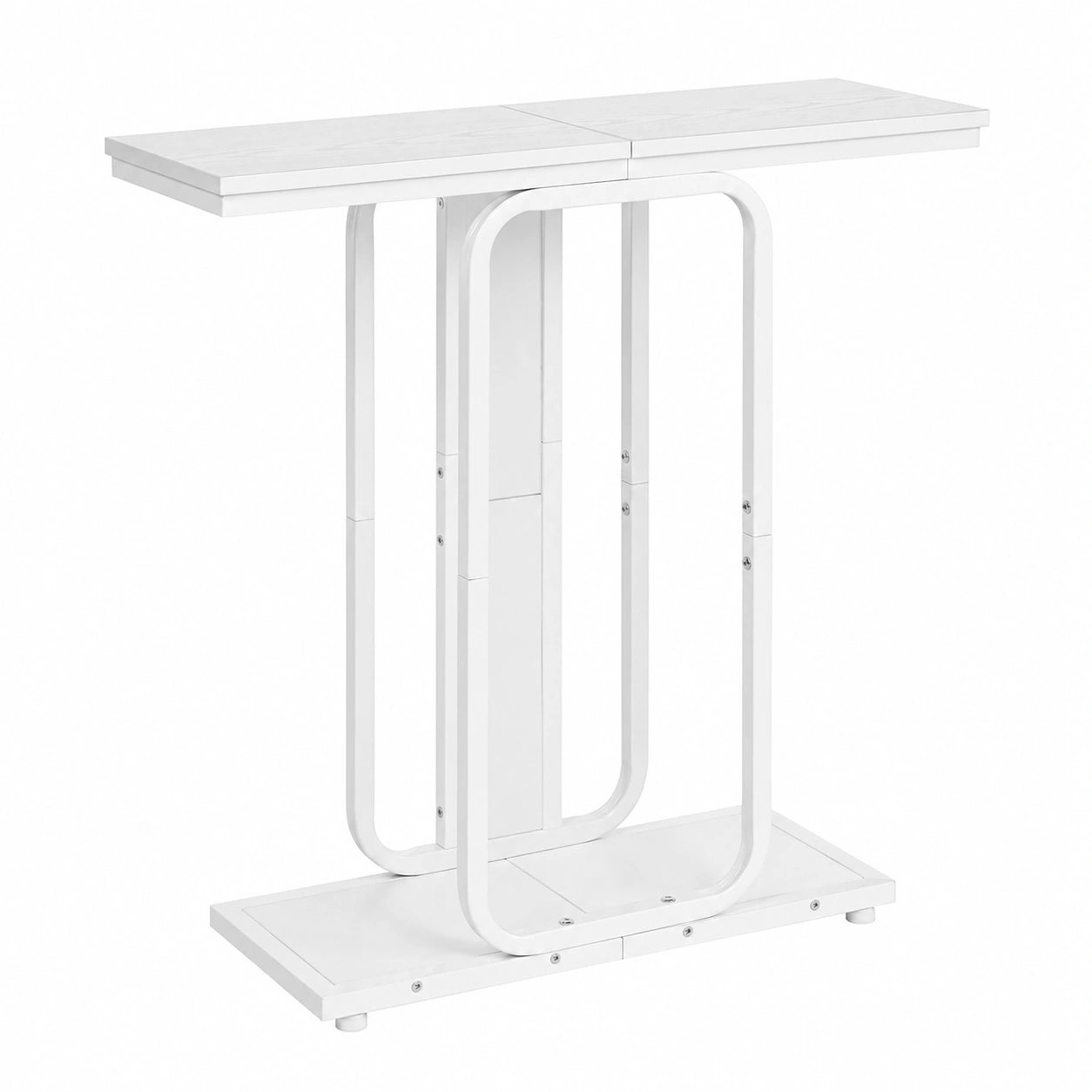 Mesa de Consola Industrial con Almacenamiento, Aparador de 2 Niveles para Recibidor y Salón, Blanco