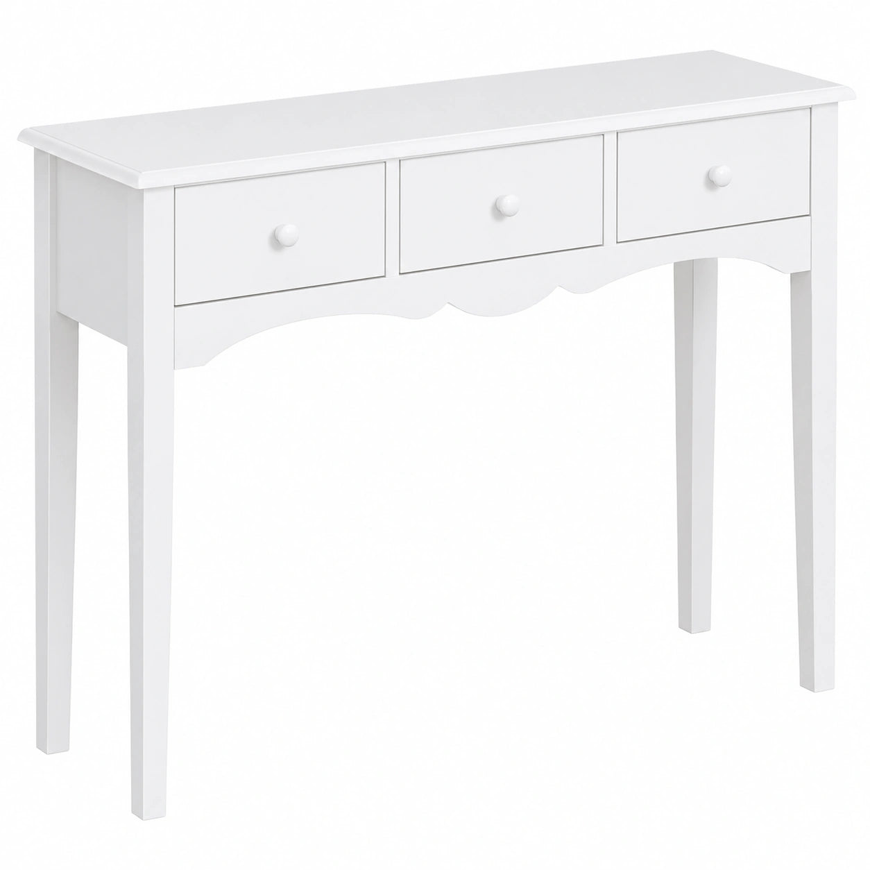 Mesa Consola HOMCOM con Cajones para Salón y Pasillo, Madera Blanca, 100x32x85 cm, Carga hasta 45 kg