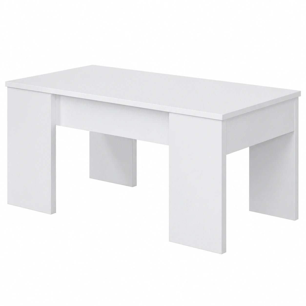 Mesa de Centro Elevable Blanca para Salón y Comedor, 100x50x45-57 cm