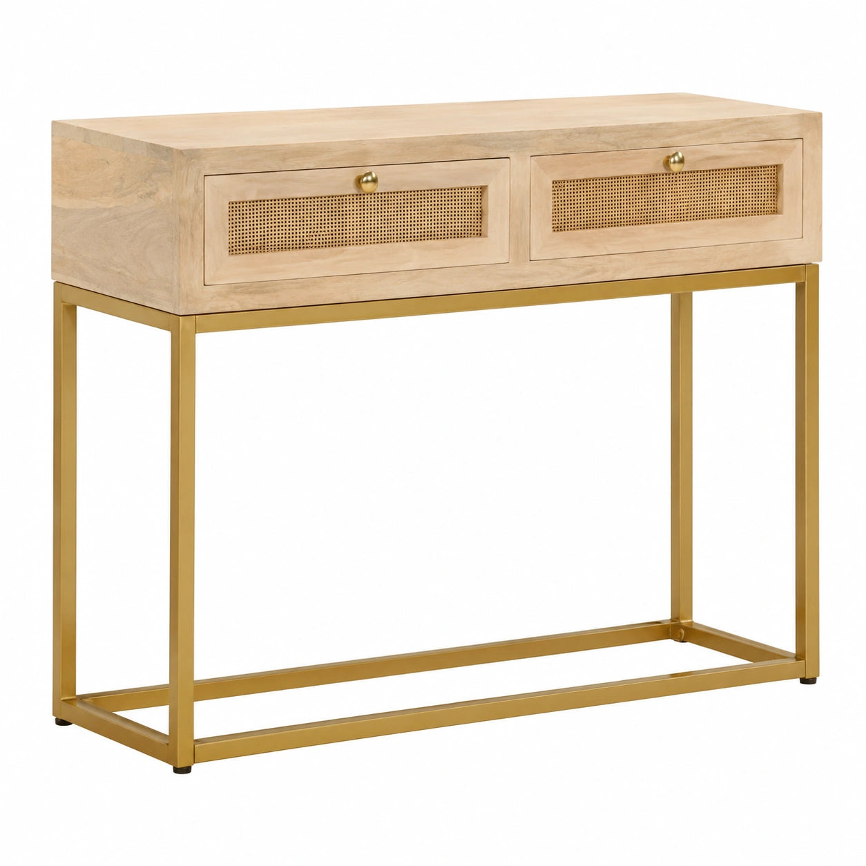 Mesa Auxiliar de Madera de Mango y Hierro para Salón y Entrada