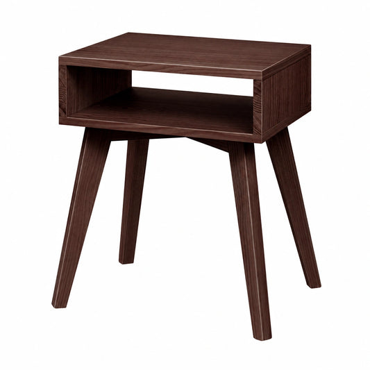 Mesita de Noche Nórdica Wengué para Dormitorio, Estilo Minimalista de Madera de Pino