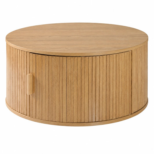 Mesa de Centro Redonda con Almacenamiento Ernest de 75 cm - Diseño Vintage Elegante