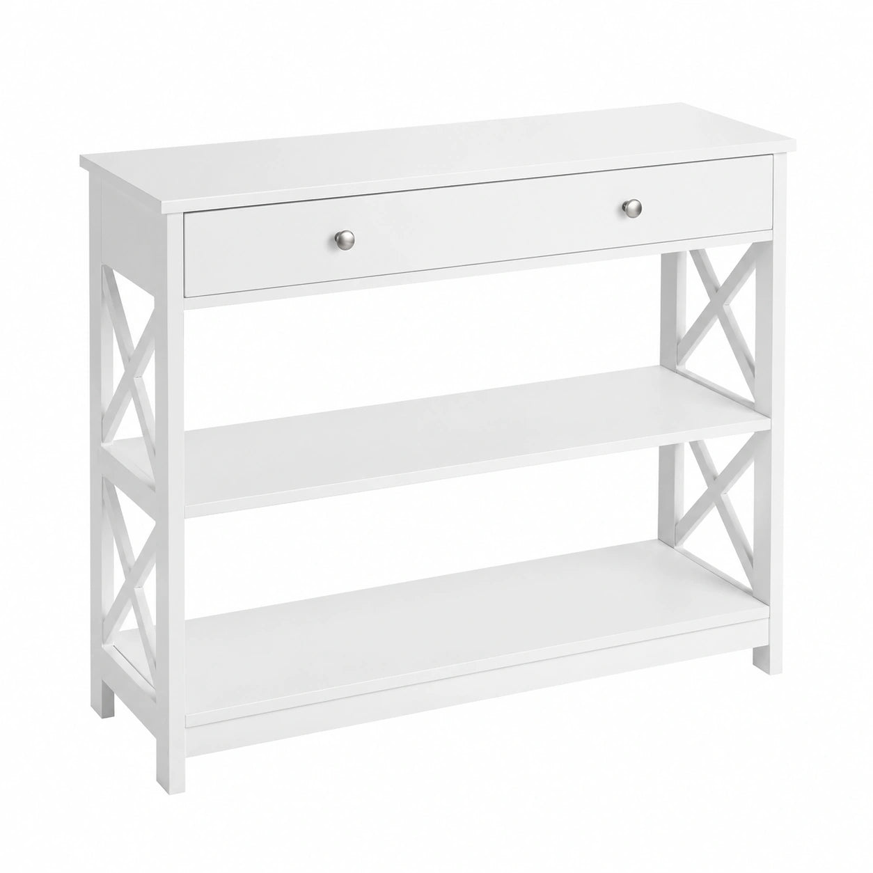 Mesa Consola LIFEZEAL Blanca con Cajón y Estantes, 100x30x80 cm