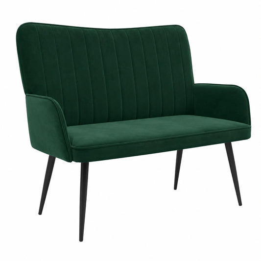 Sofá de Terciopelo Verde Oscuro de 2 Plazas, Elegante y Cómodo, Diseño Moderno 115x61x87 cm
