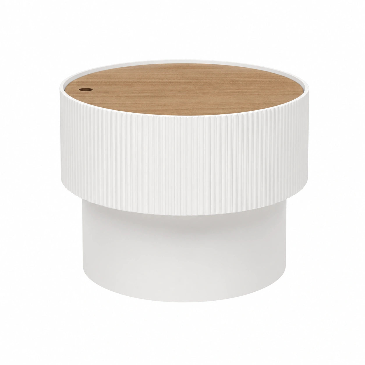 Mesa de Centro Escandinava con Almacenaje Blanco y Madera, Ideal para Salón y Dormitorio