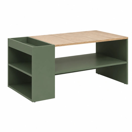 Mesa de Centro Piave Verde con Estantes Modernos