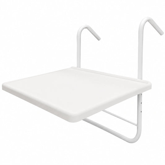Mesa Auxiliar Plegable de Terraza Jocca, Altura Ajustable, Blanca, Soporta hasta 10 kg