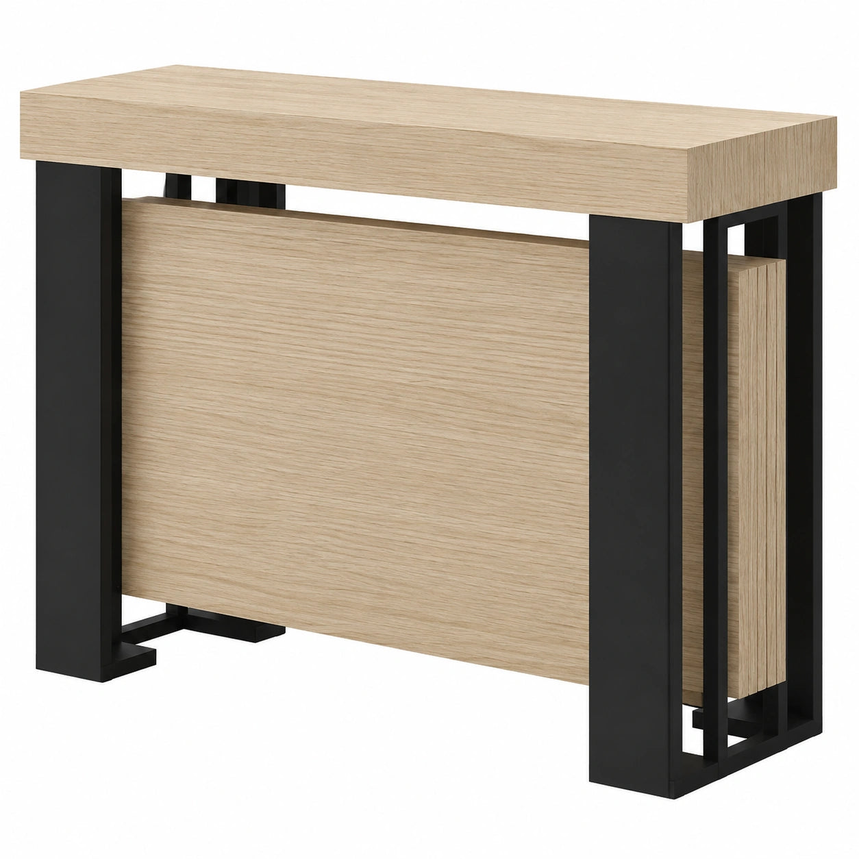 Mesa consola extensible Urano de madera laminada y acero negro, ajustable de 40 cm a 300 cm, disponible en 10 colores