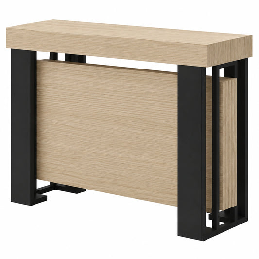 Mesa consola extensible Urano de madera laminada y acero negro, ajustable de 40 cm a 300 cm, disponible en 10 colores