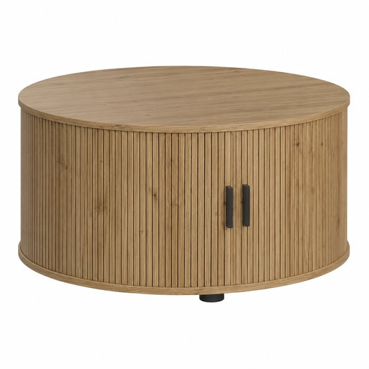 Mesa de Centro Elevable de Roble con Puerta Corredera, 80x80 cm