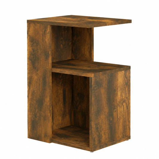 Mesa Auxiliar de Madera de Roble Ahumado para Sala de Estar 36x30x56 cm