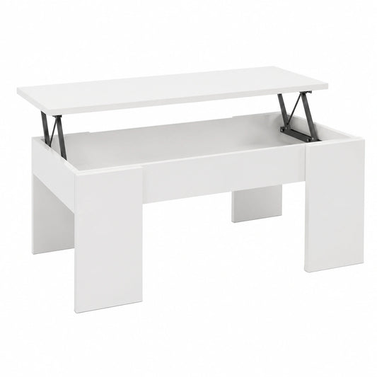Mesa Elevable para Salón, Modelo Vita, Blanco Artik, 100x50x45-56 cm
