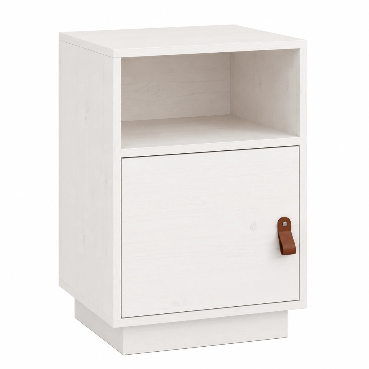 Mesa de Noche de Madera de Pino Blanco para Dormitorio 40x34x55 cm