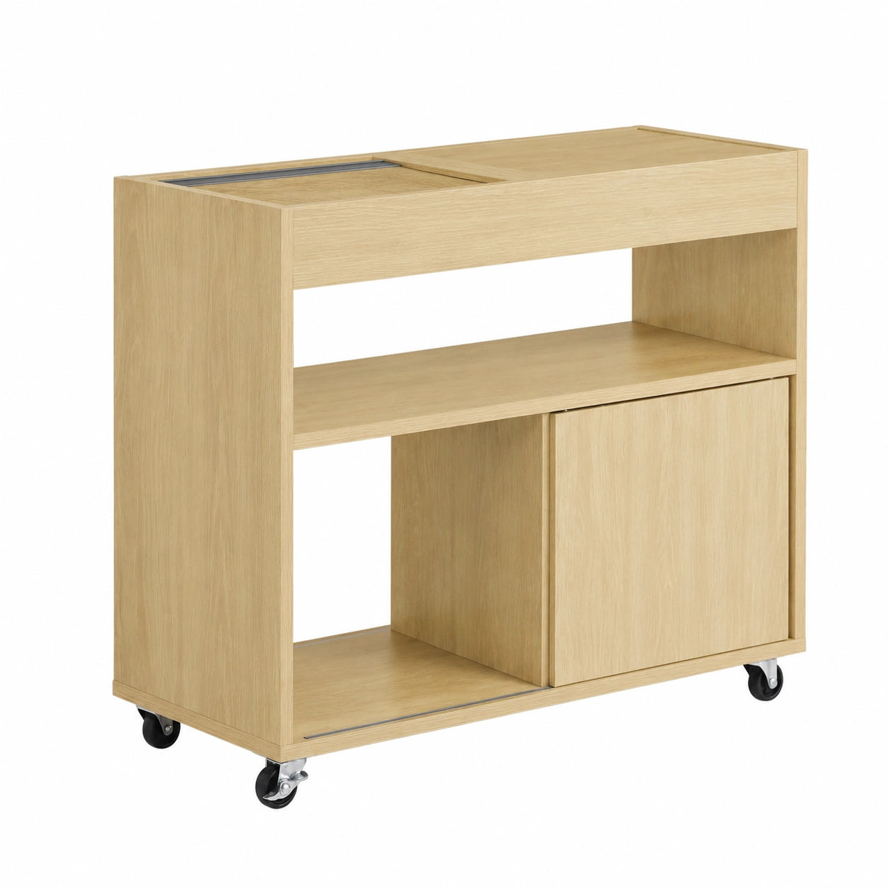 Mesa Auxiliar con Ruedas, Diseño Moderno, 3 Compartimentos, L70 x P30 x H60 cm, SoBuy FBT152-N